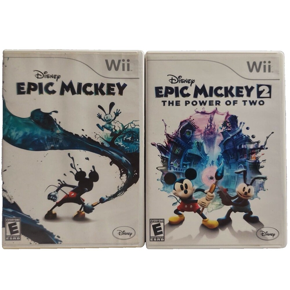 Disney Epic Mickey and 2 The Power of Two Nintendo Wii Video Games Lot of 2